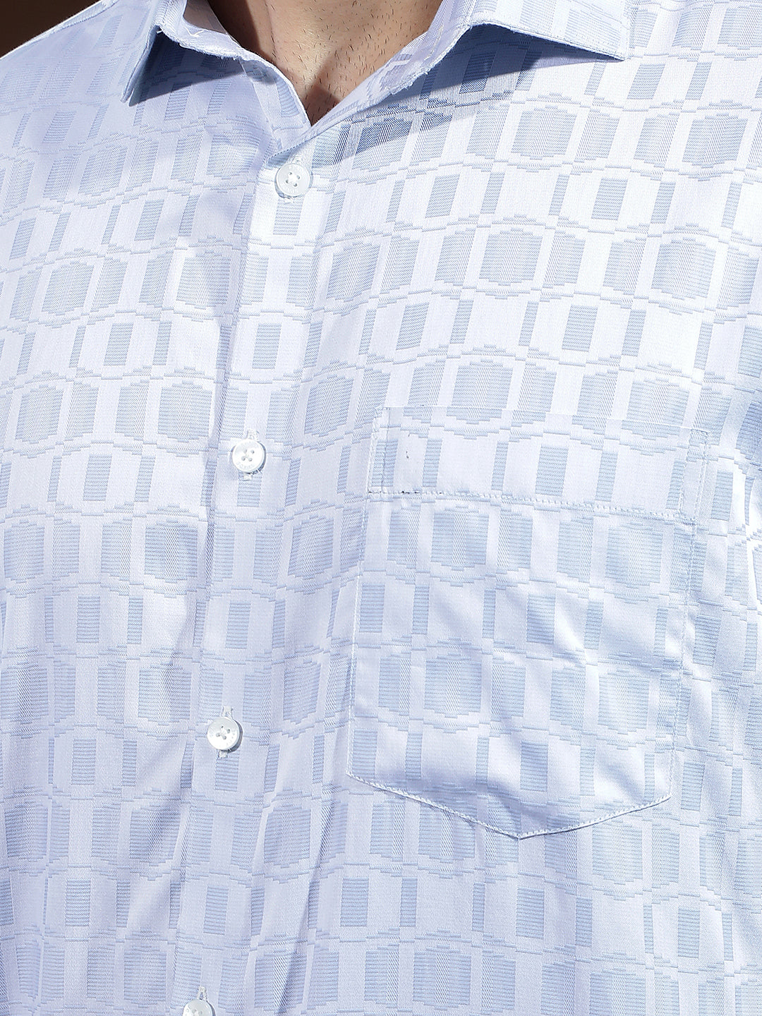 Blue Geometric Print 100% Cotton Shirt