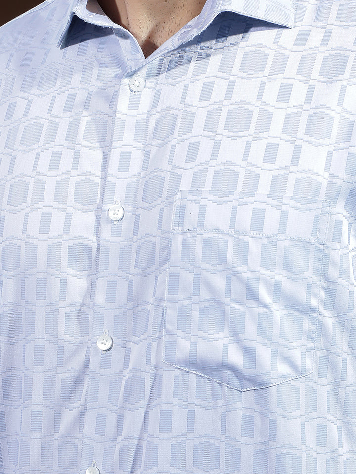 Blue Geometric Print 100% Cotton Shirt