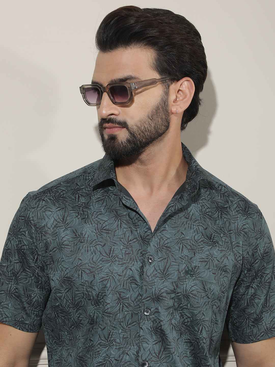 Green Floral Print Shirt