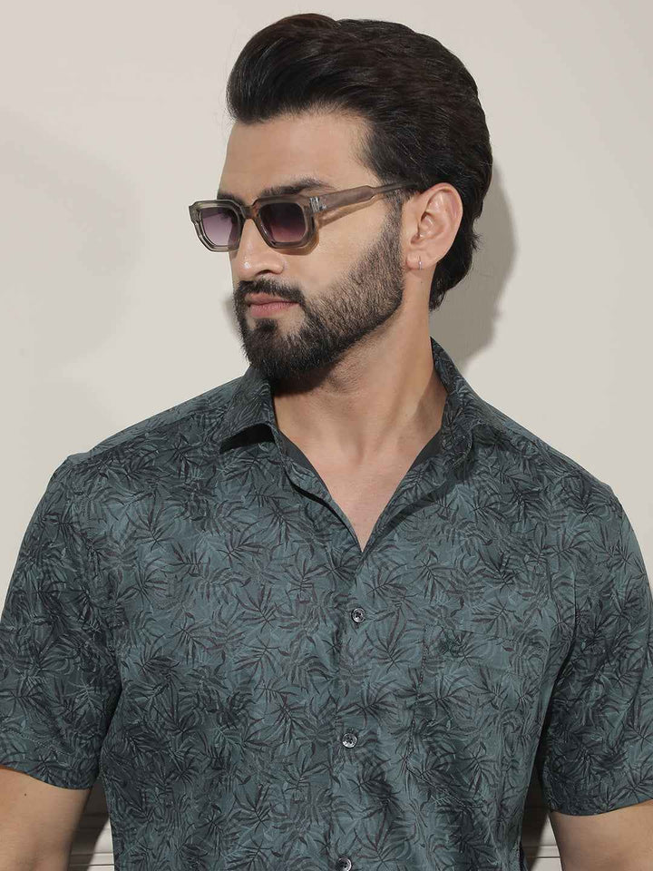 Green Floral Print Shirt