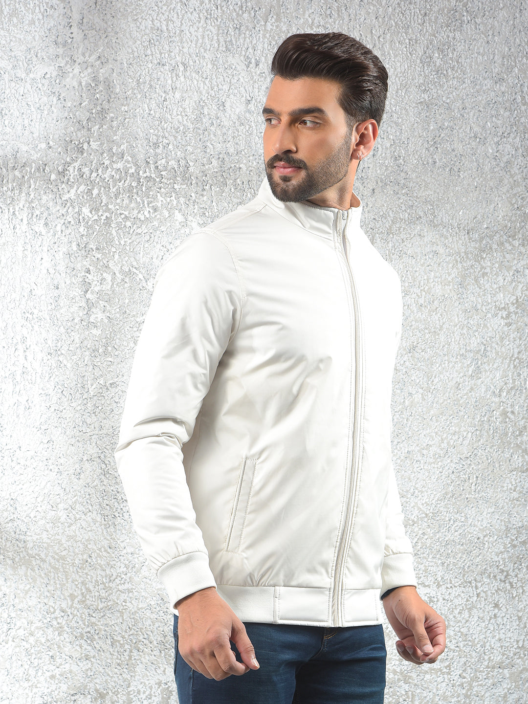 Modern Detailing Cream Puffer Jacket