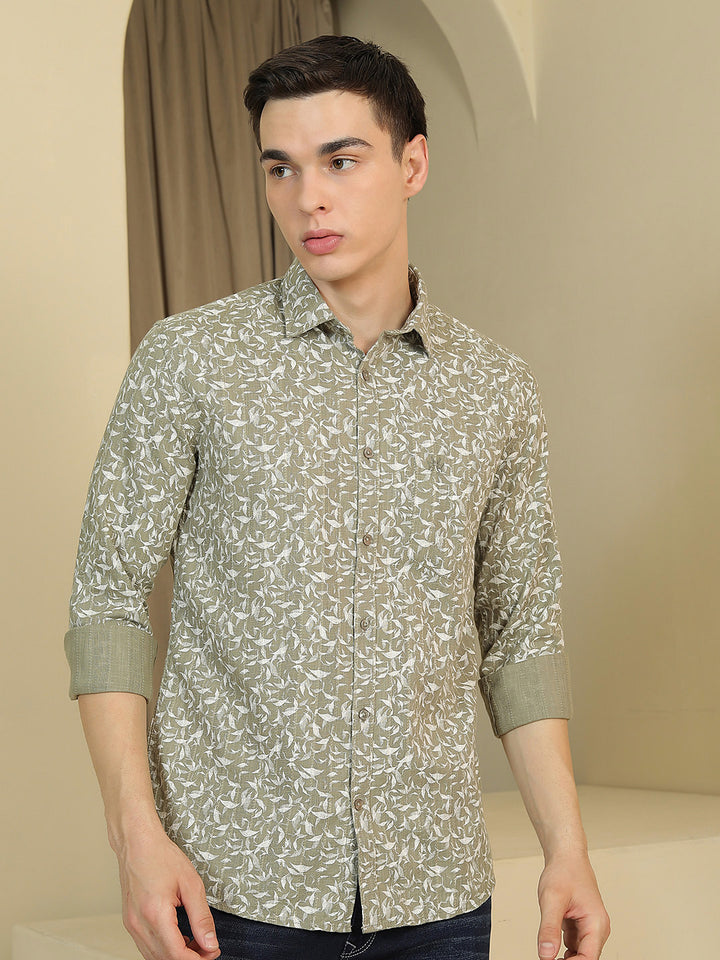 Green Floral Print Shirt