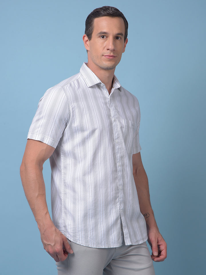 Green Vertical Stripes 100% Cotton Shirt
