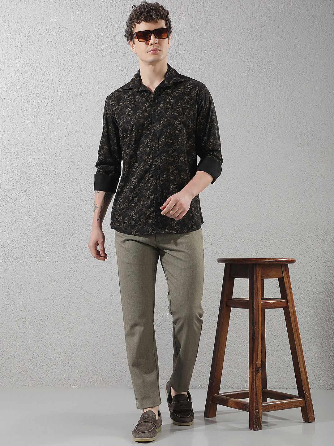 Olive Vertical Striped Trousers