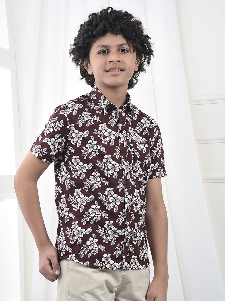 Green Printed 100% Cotton Shirt-Boys Shirts-Crimsoune Club