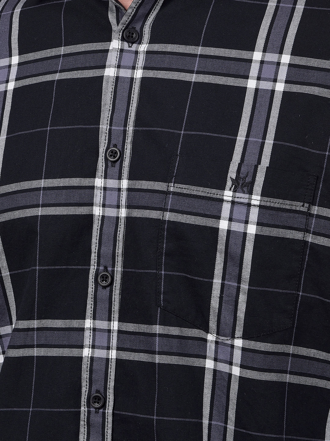 Navy Blue Checked 100% Cotton Shirt