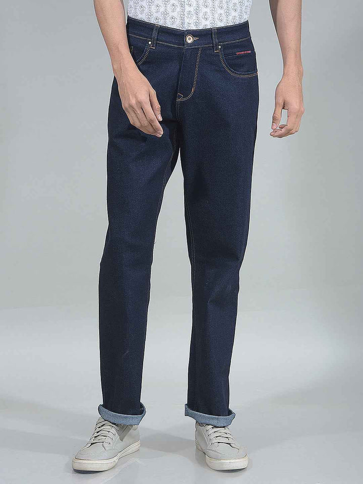 Navy Blue Straight Jeans