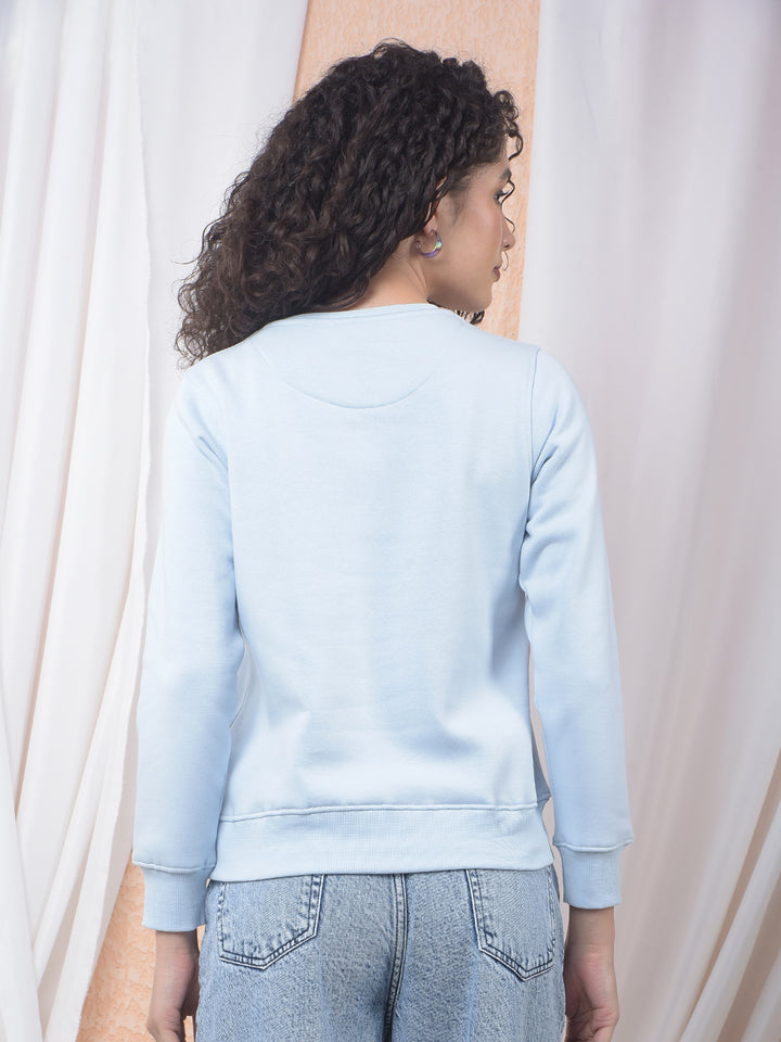 Blue Printed Cotton-Blend Sweatshirt