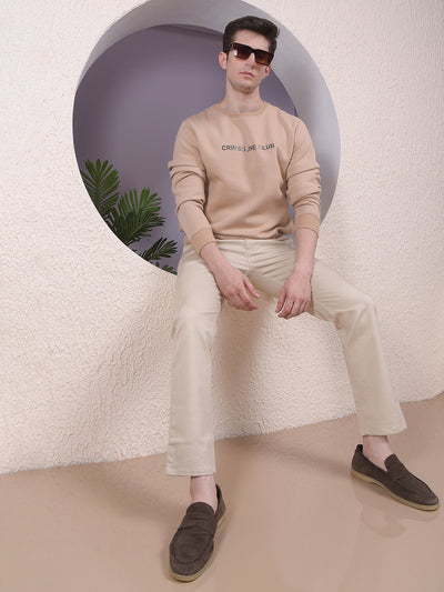 Urban Style Beige Sweatshirt with Brand Logo