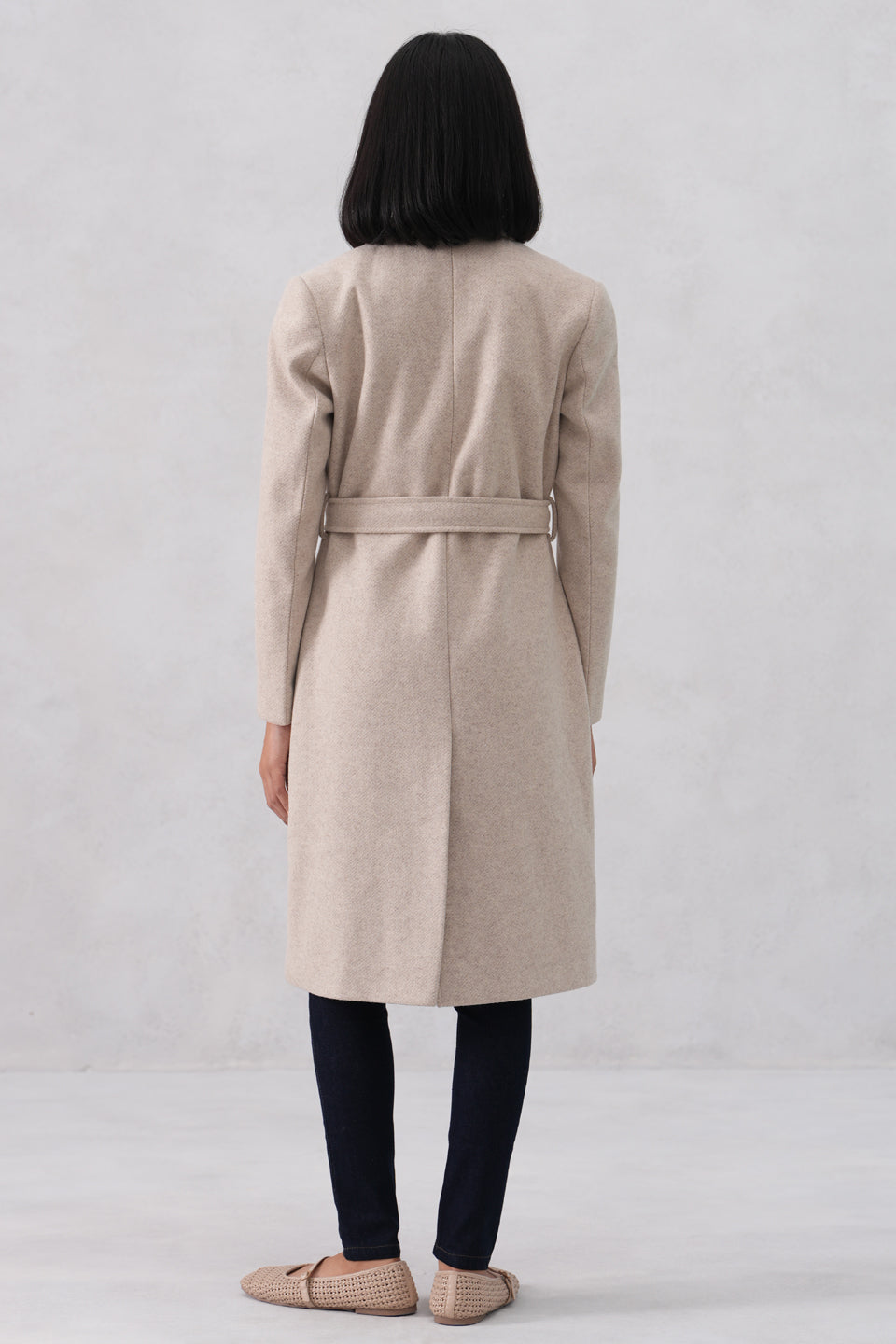 Beige Single Breasted Overcoat