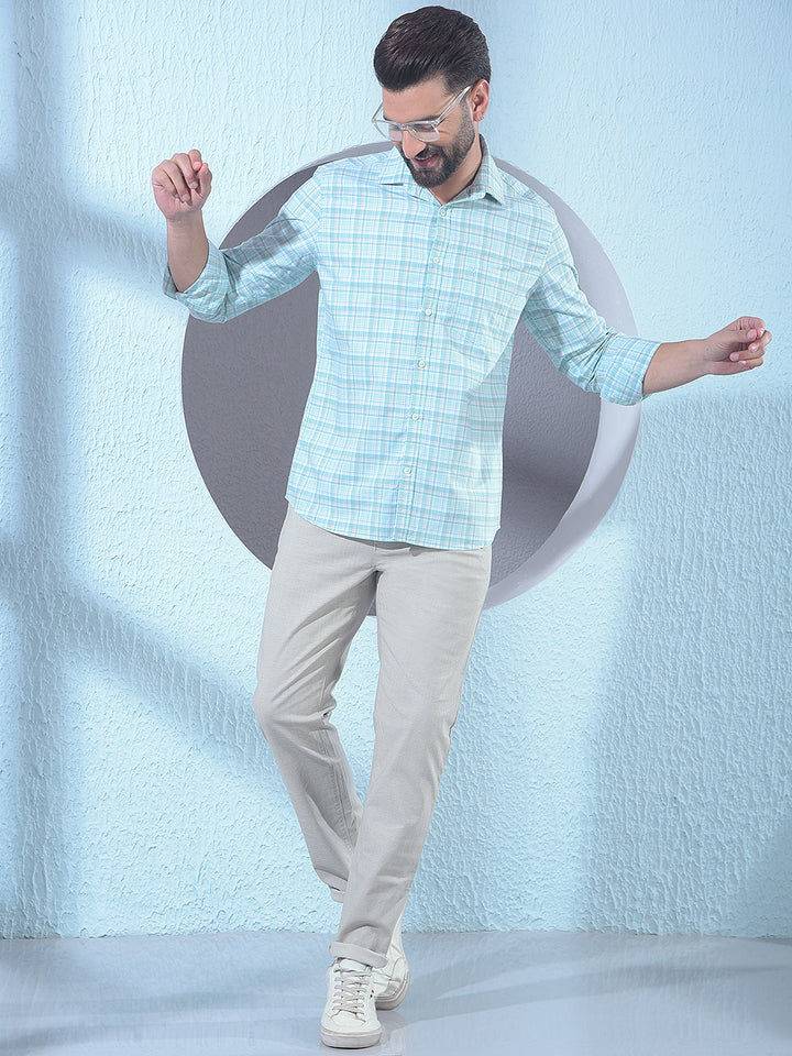 Green Checked 100% Cotton Shirt