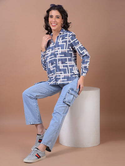 Blue Printed Shirt