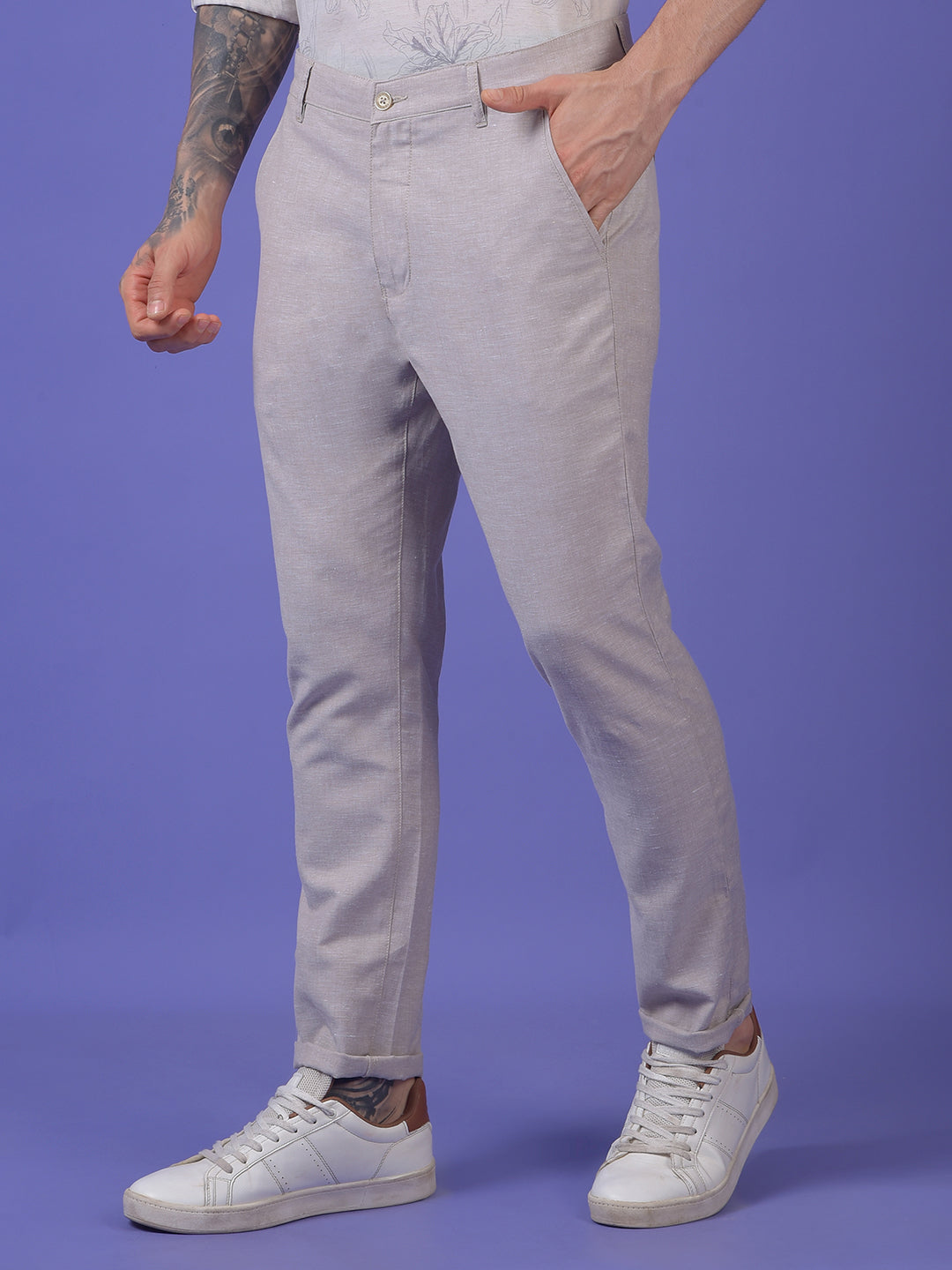 Grey 100% Cotton Trousers