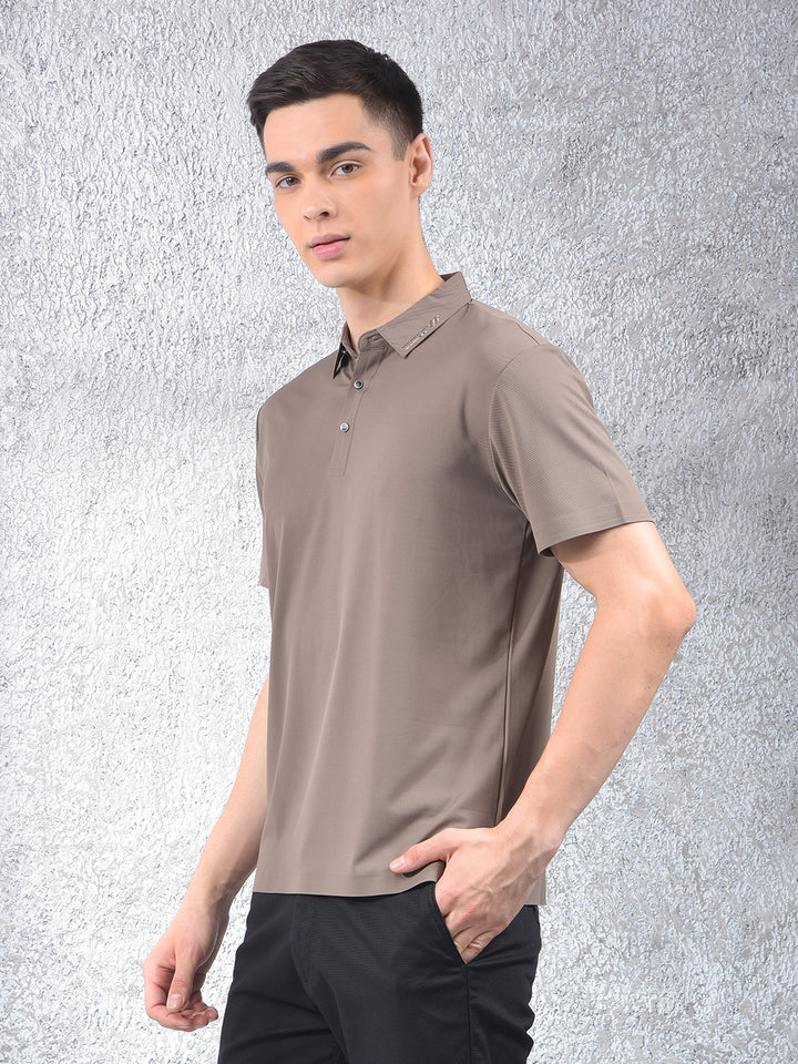 Style Detailing Grey Polo Neck T-Shirt