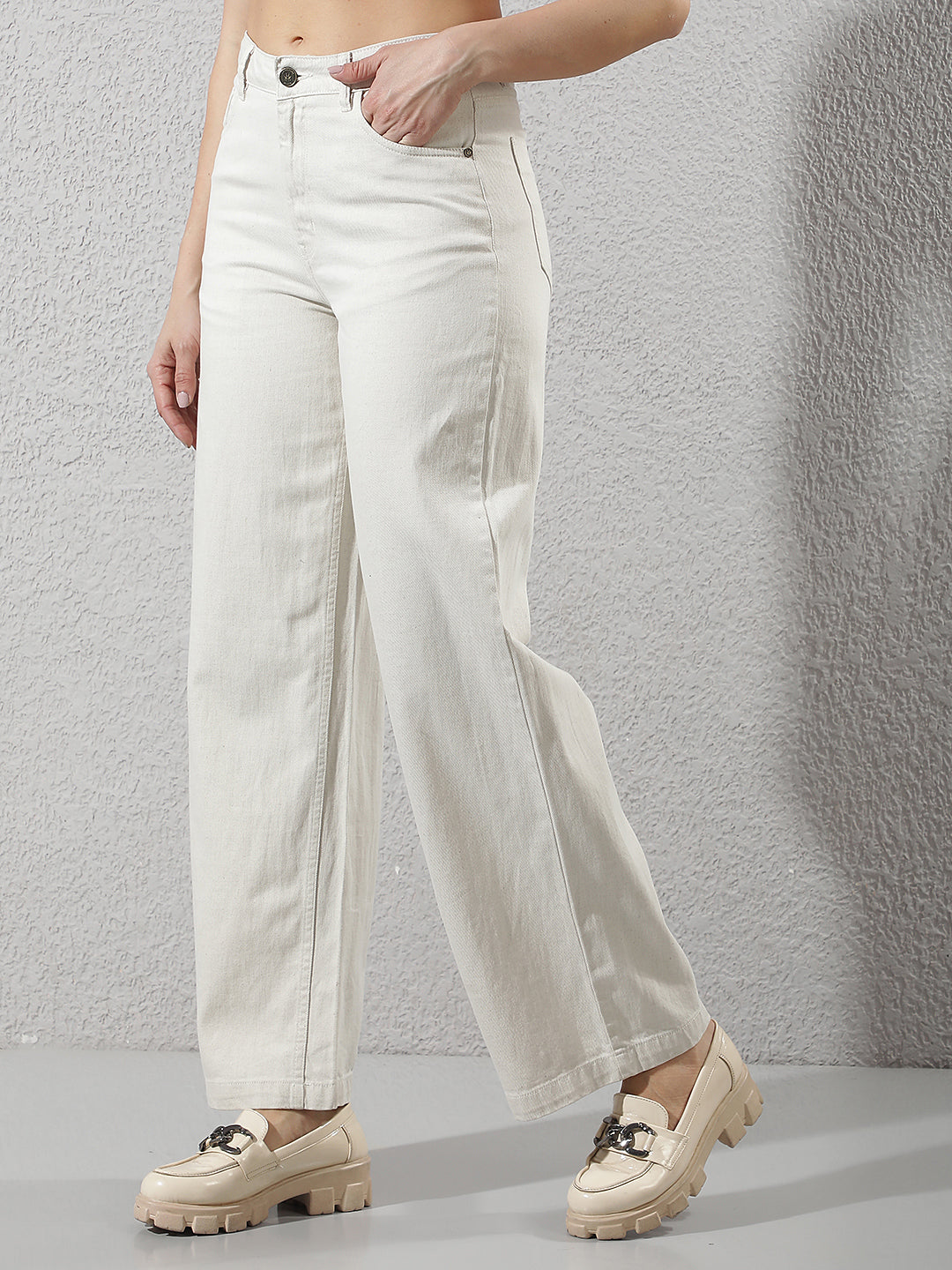 White Linen Wide-Leg Jeans
