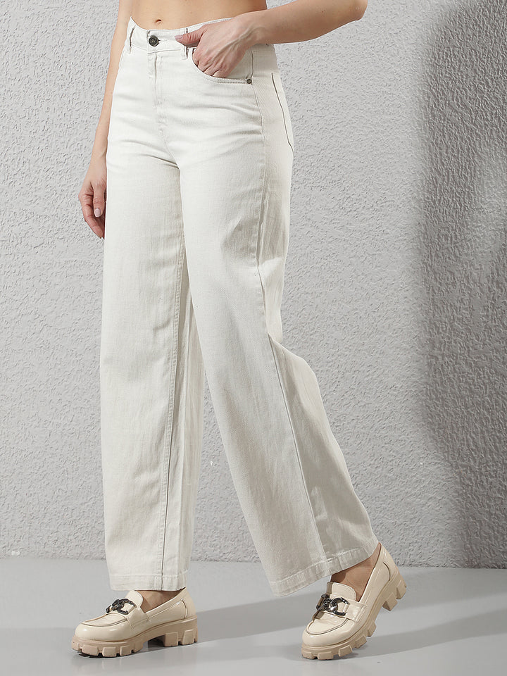 White Linen Wide-Leg Jeans