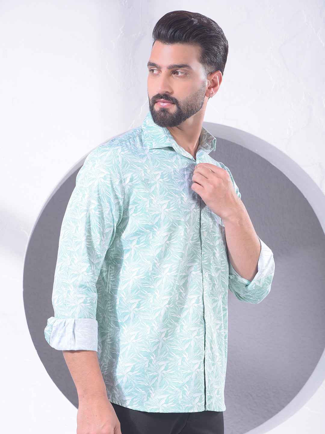 Green Floral Print Shirt