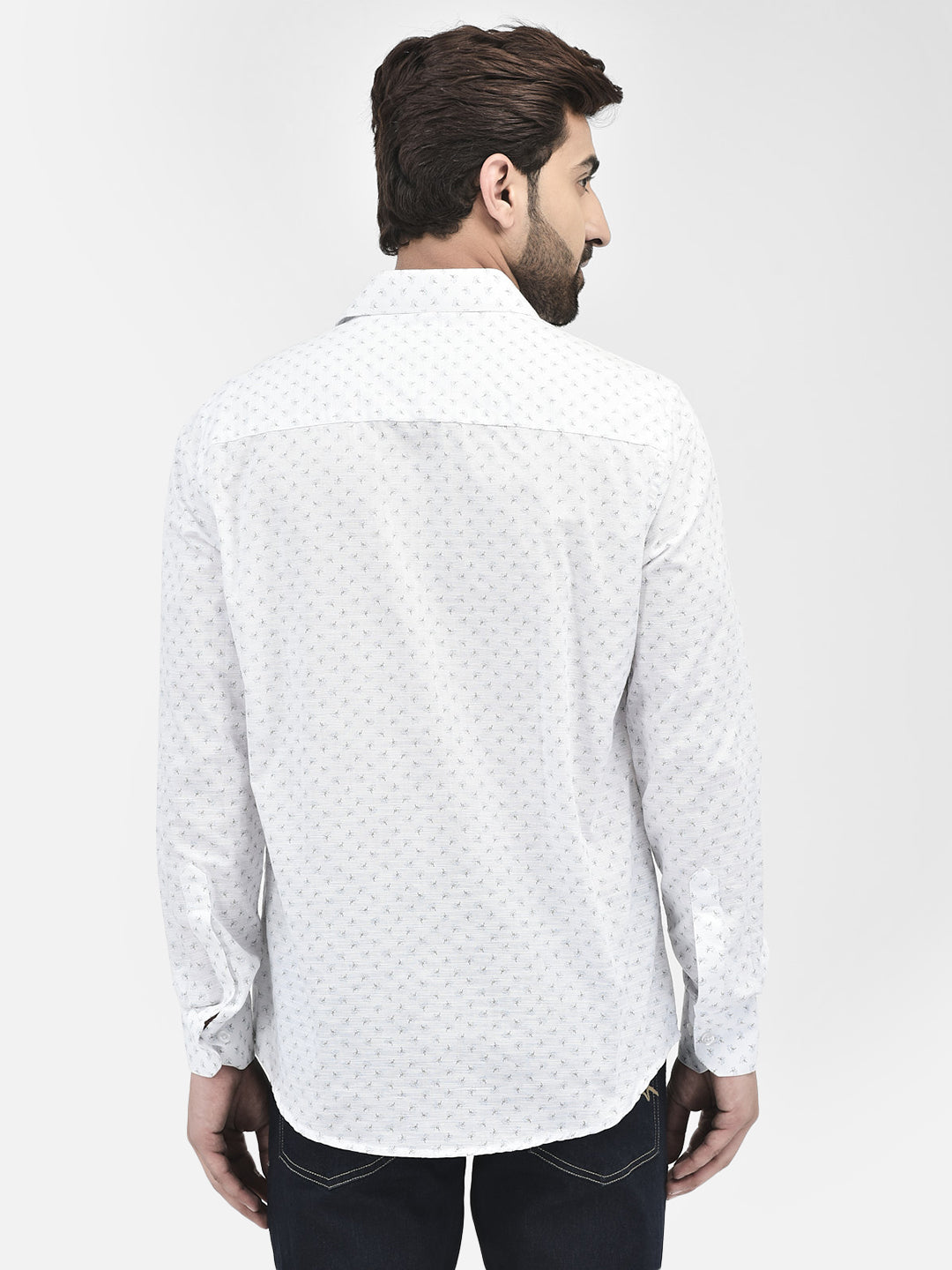 White Floral Print 100% Cotton Shirt