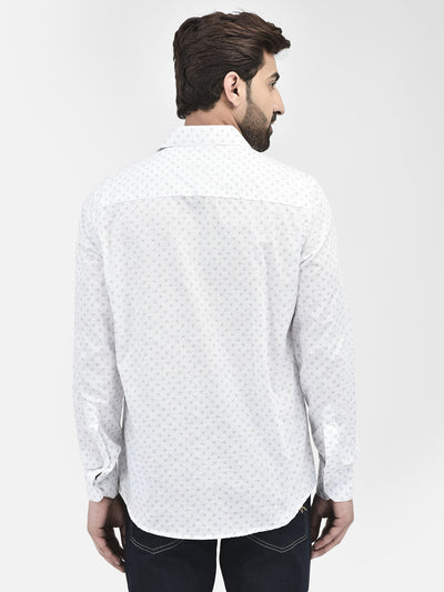 White Floral Print 100% Cotton Shirt