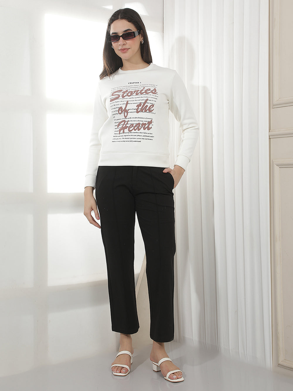 Black Wide Leg Casual Trousers