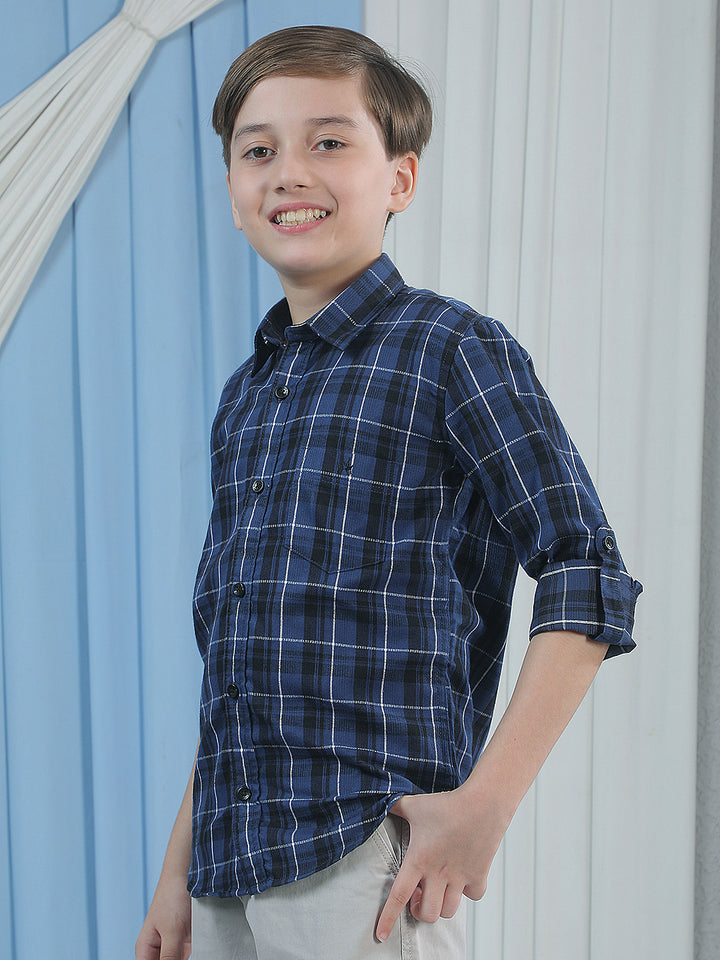 Blue Checked Corduroy Shirt