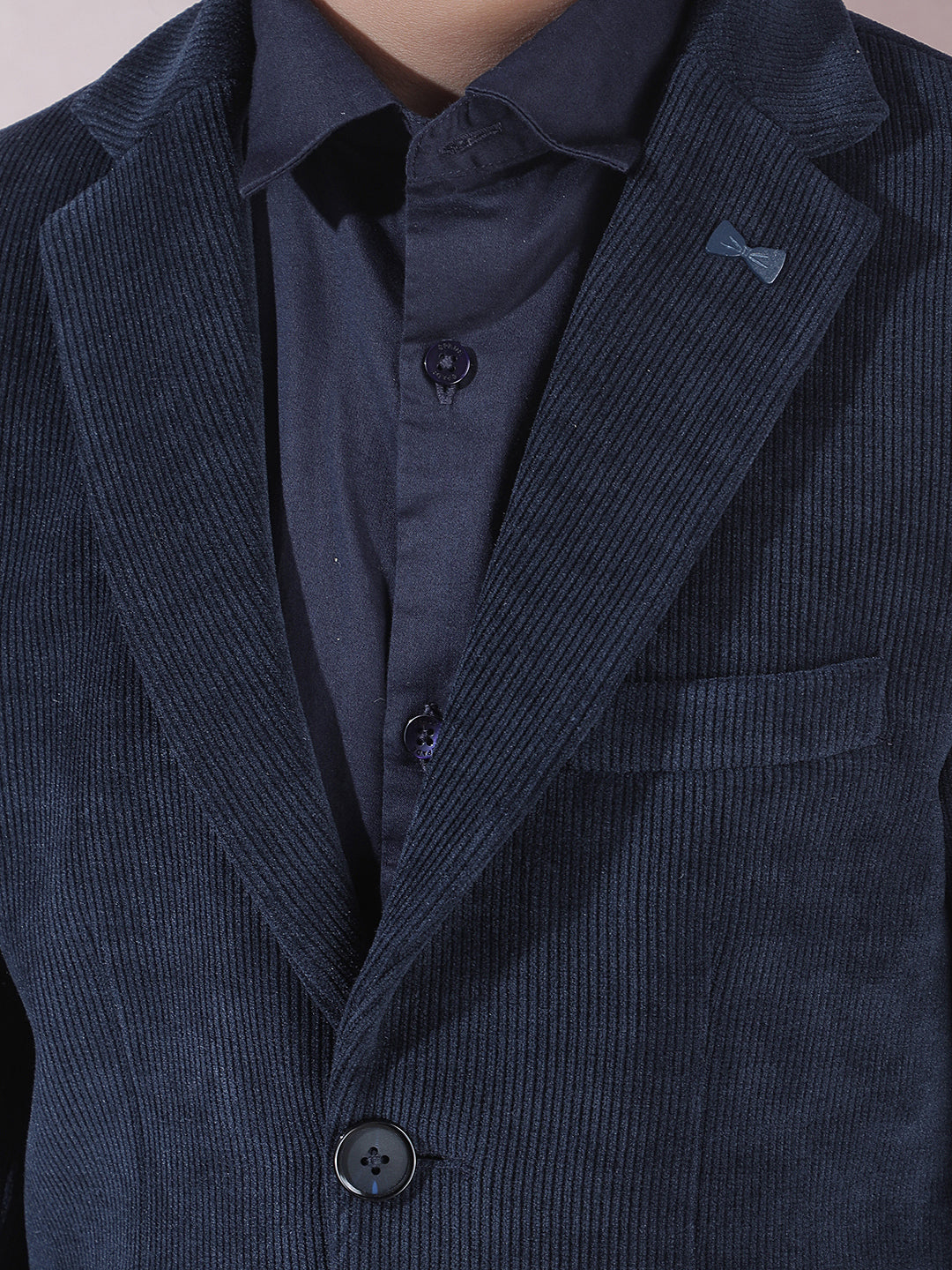 Navy Blue Notched Lapel Blazer