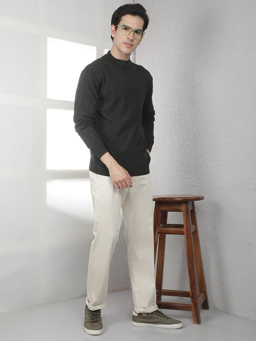 Green High Neck Sweater
