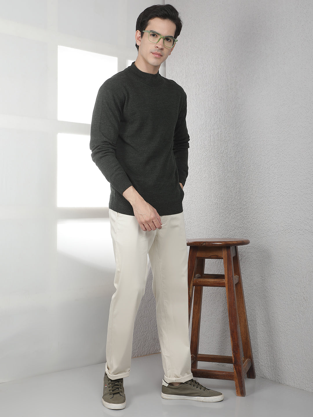 Green High Neck Sweater