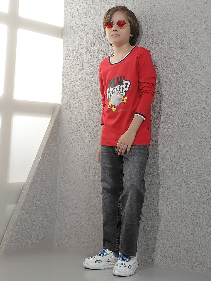 Red Graphic Print 100% Cotton T-Shirt