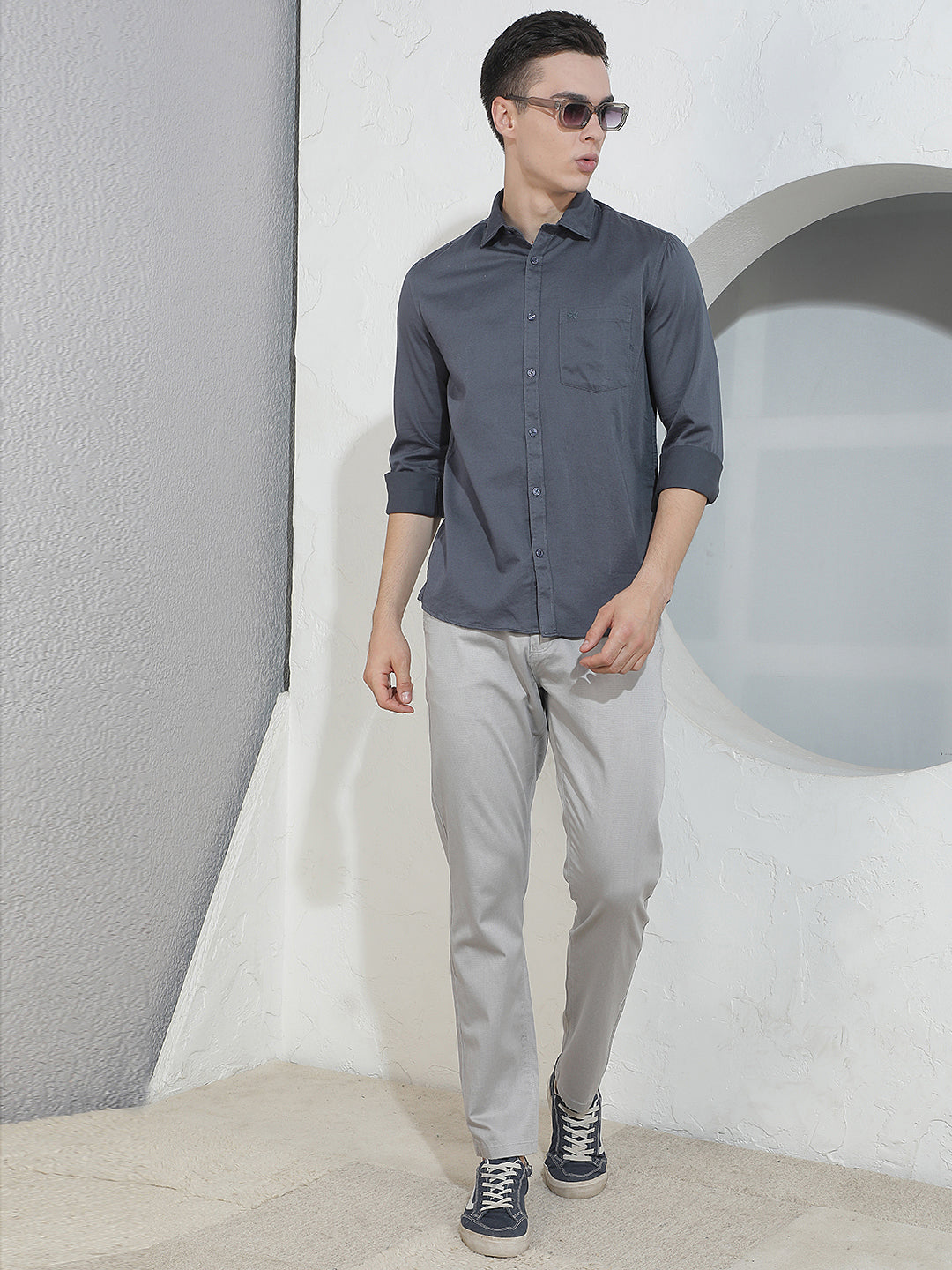 Contemporary Coastal Teal Teal Blue Shirt
