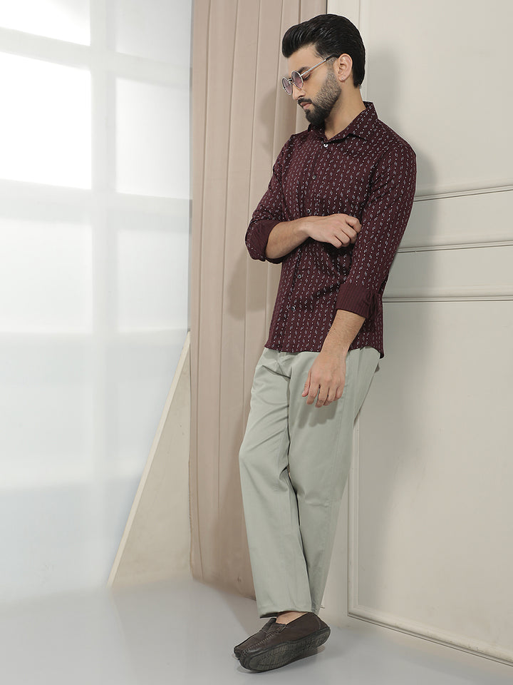 Luxe Crimson Maroon Printed Shirt