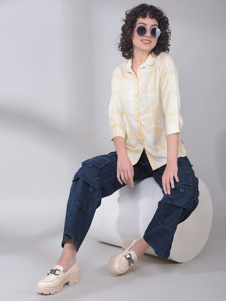 Blue 100% Cotton Cargo Jeans-Women Jeans-Crimsoune Club