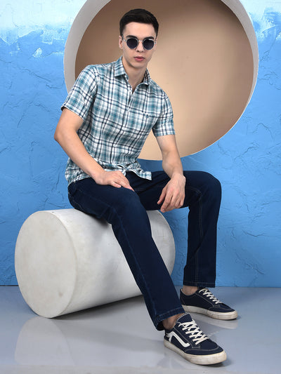 Blue Checked 100% Cotton Shirt