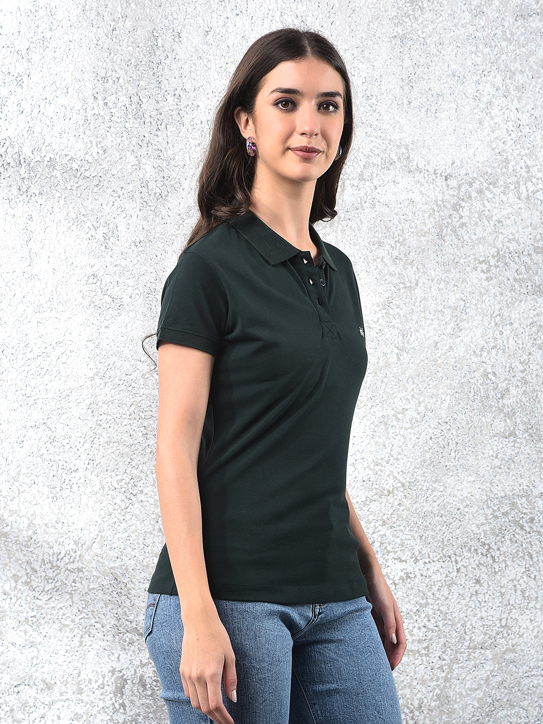 Green Cotton T-Shirt-Women T-shirts-Crimsoune Club