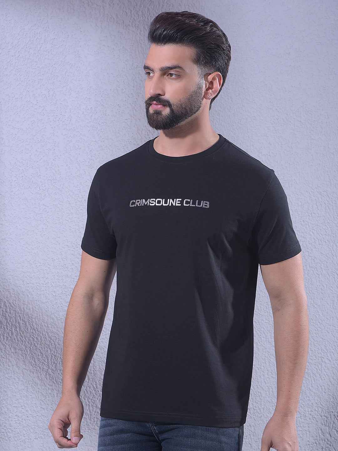 Black Typographic Print T-Shirt