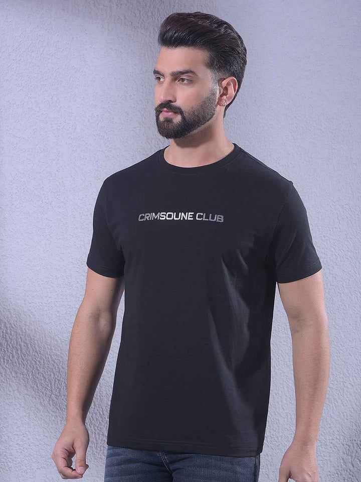 Black Typographic Print T-Shirt