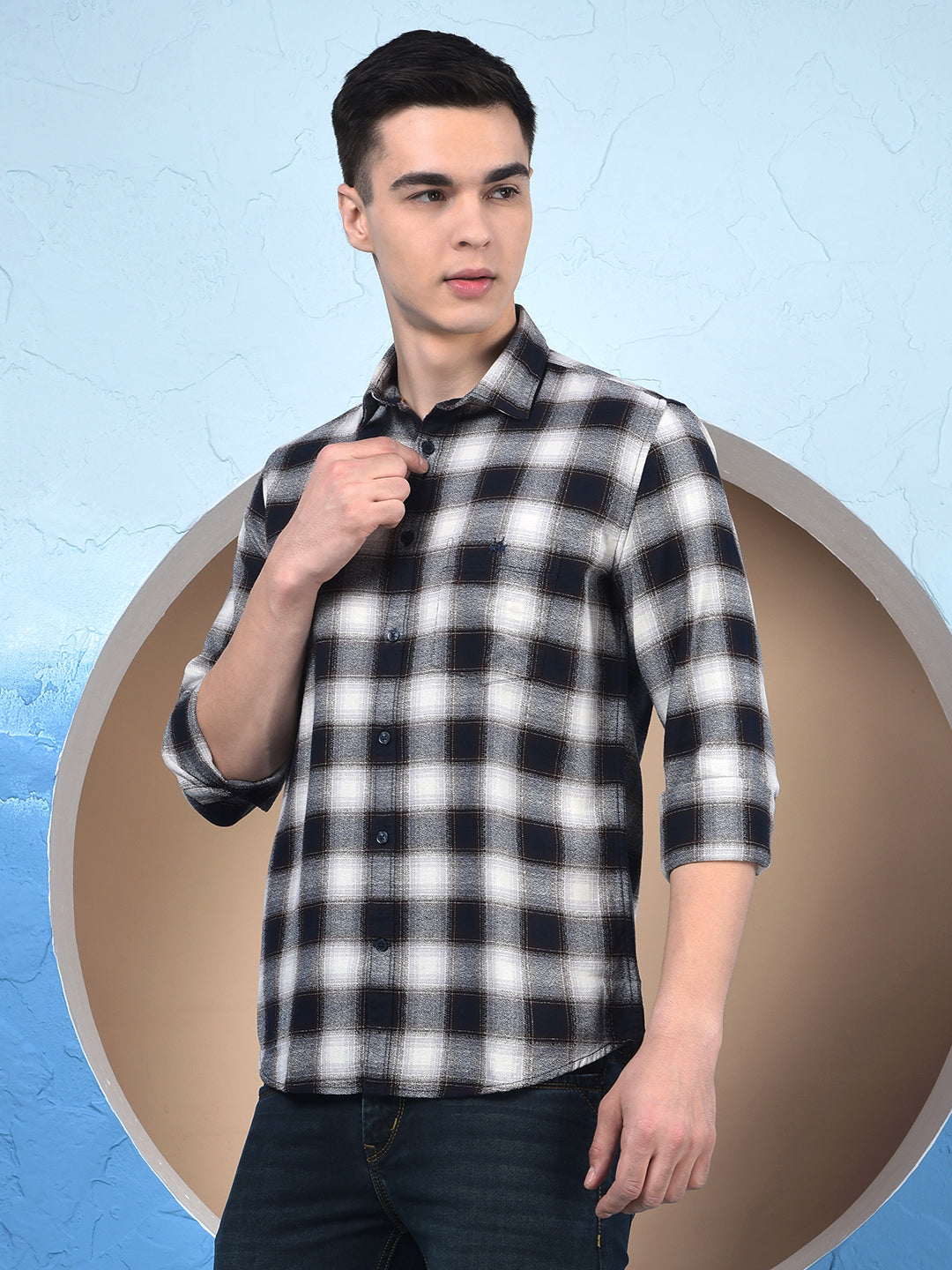 Blue Checked 100% Cotton Shirt