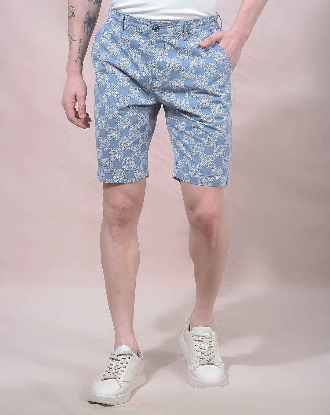 Floral Print Blue 100% Cotton Shorts