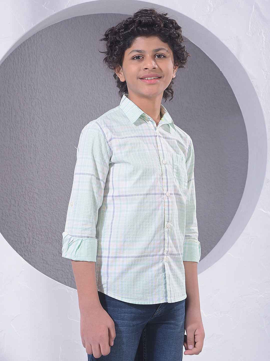 Green Checked 100% Cotton Shirt