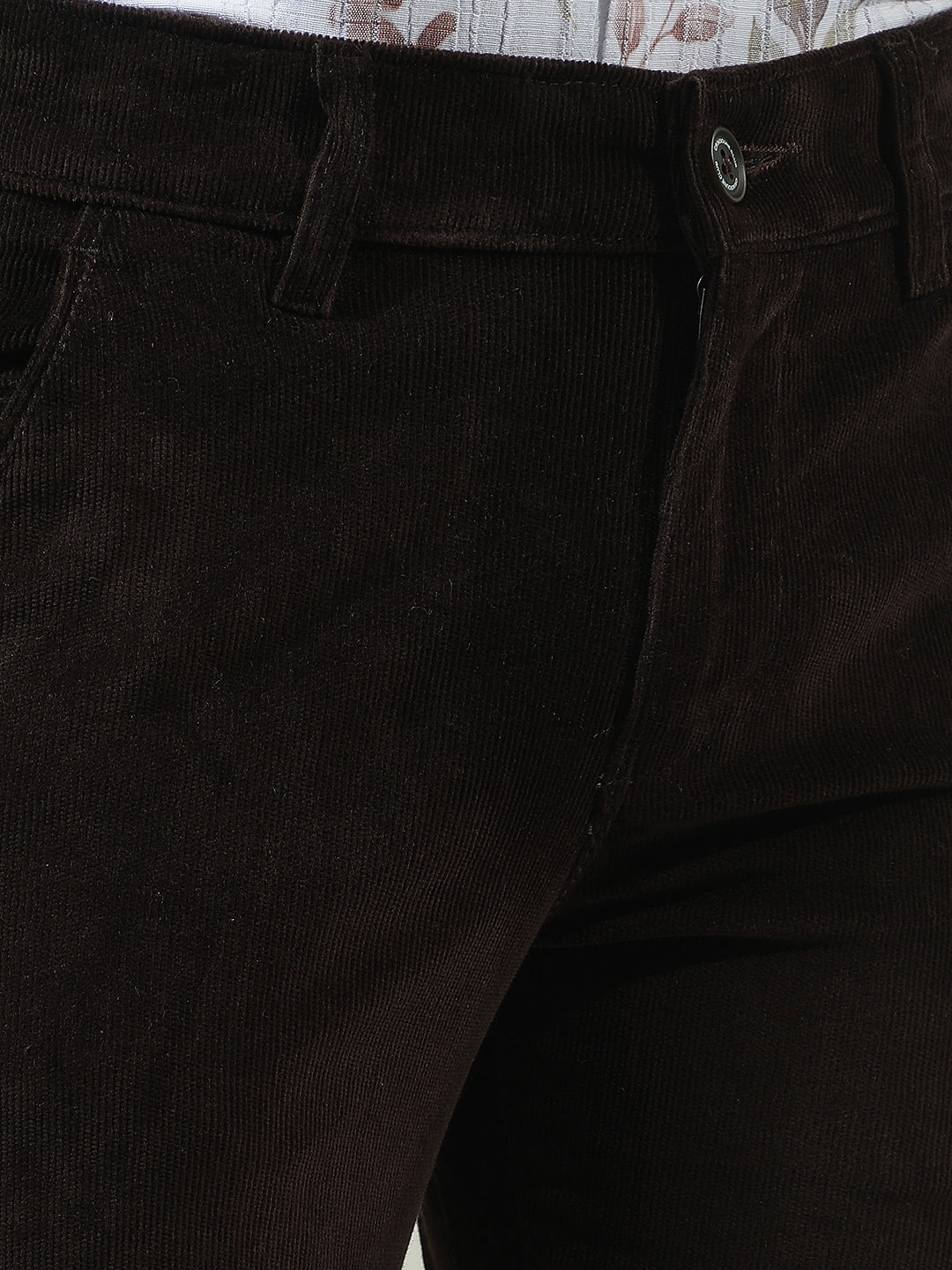 Brown Cotton Stretchable Corduroy Trousers