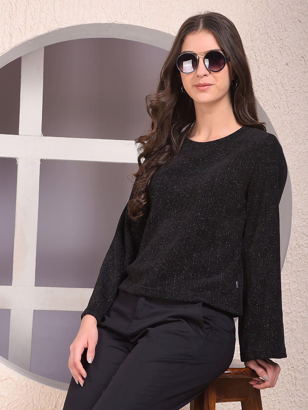 Black Vertical Stripes Top