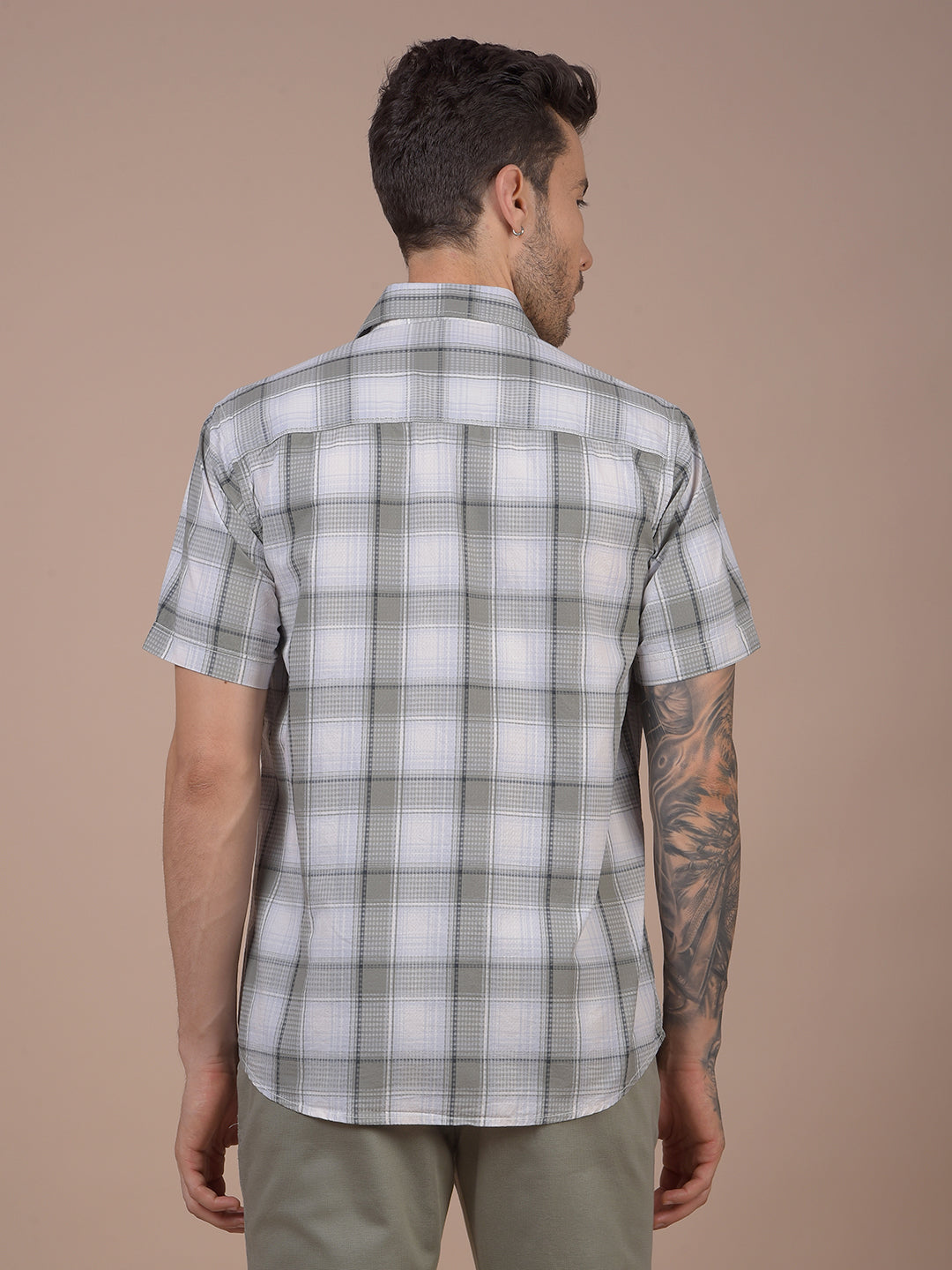 Grey Checked 100% Cotton Shirt