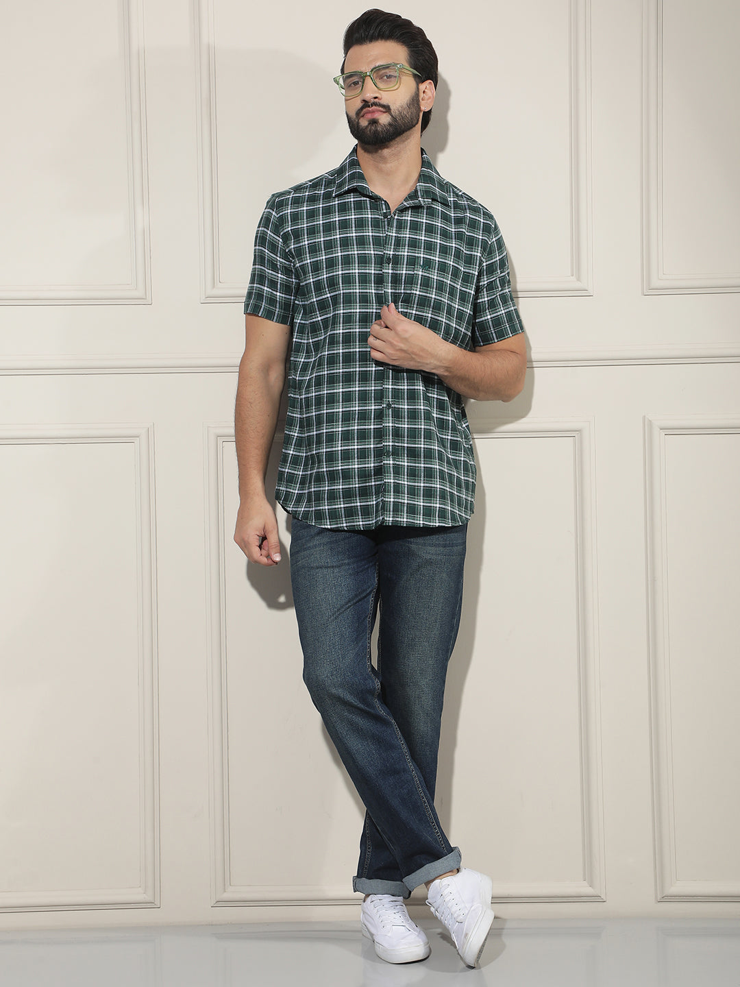 Green Checked 100% Cotton Shirt
