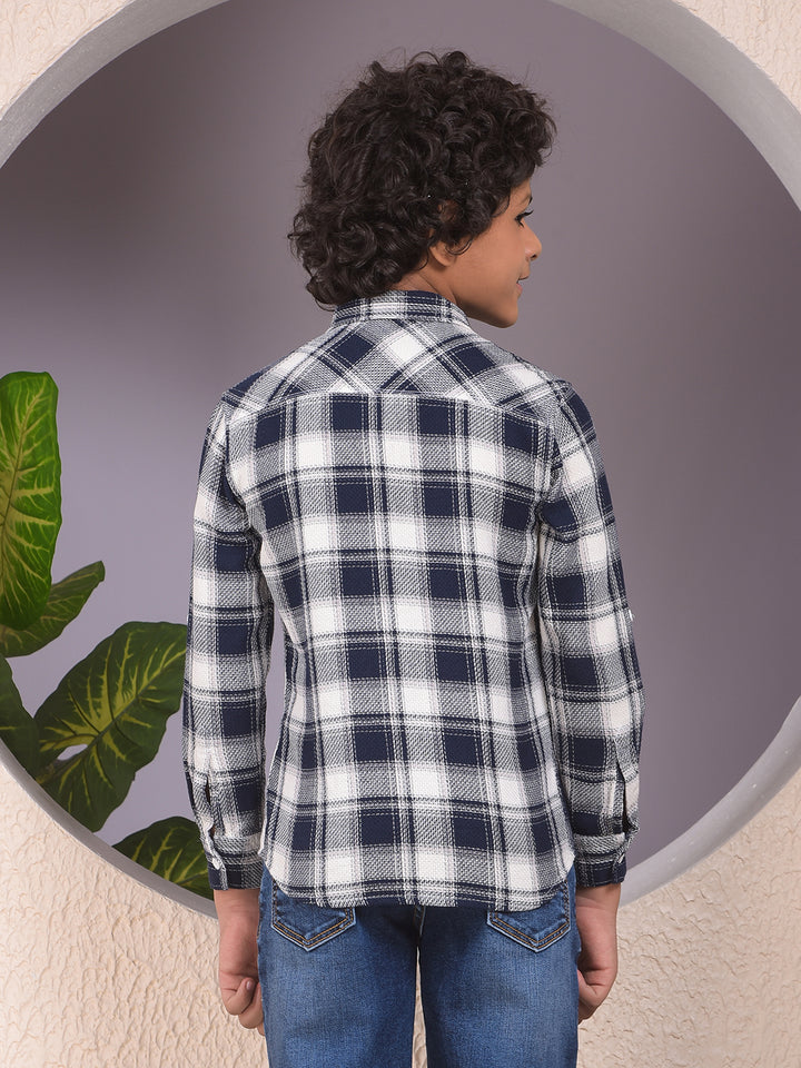 Navy Blue Checked 100% Cotton Shirt