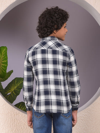 Navy Blue Checked 100% Cotton Shirt