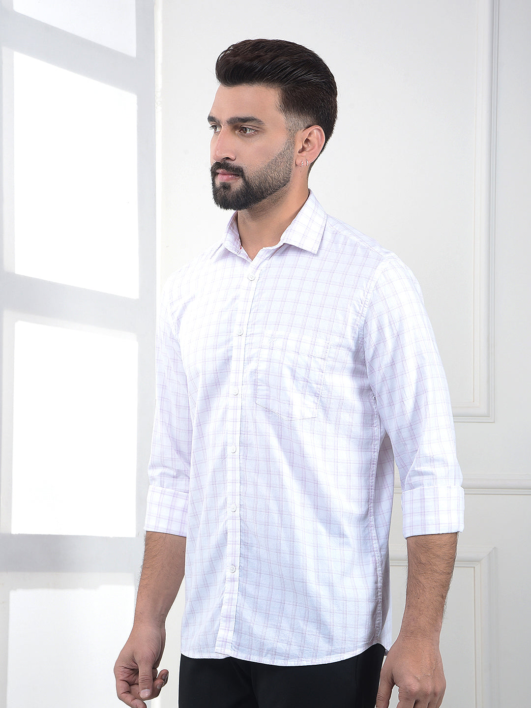 Pink Checked 100% Cotton Shirt