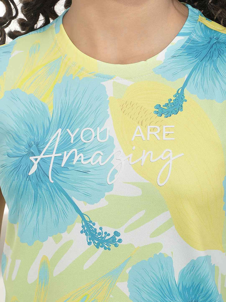 Green Floral Print T-Shirt