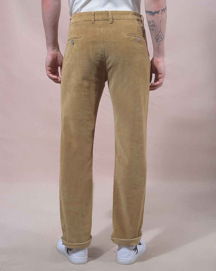 Khaki Straight Corduroy Trousers