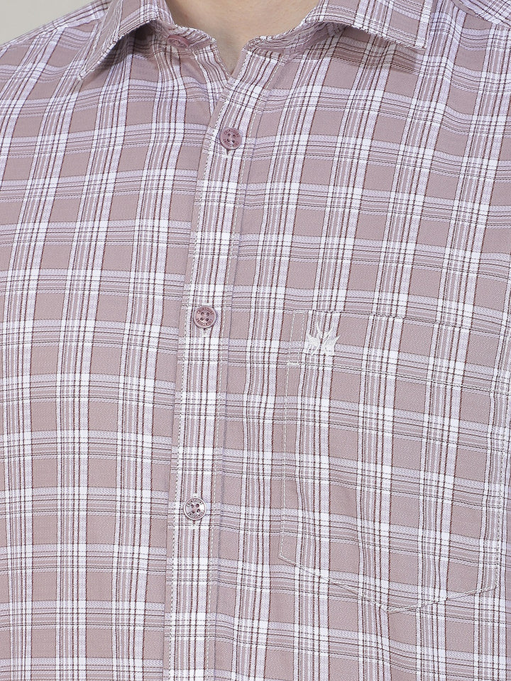 Purple Checked 100% Cotton Shirt