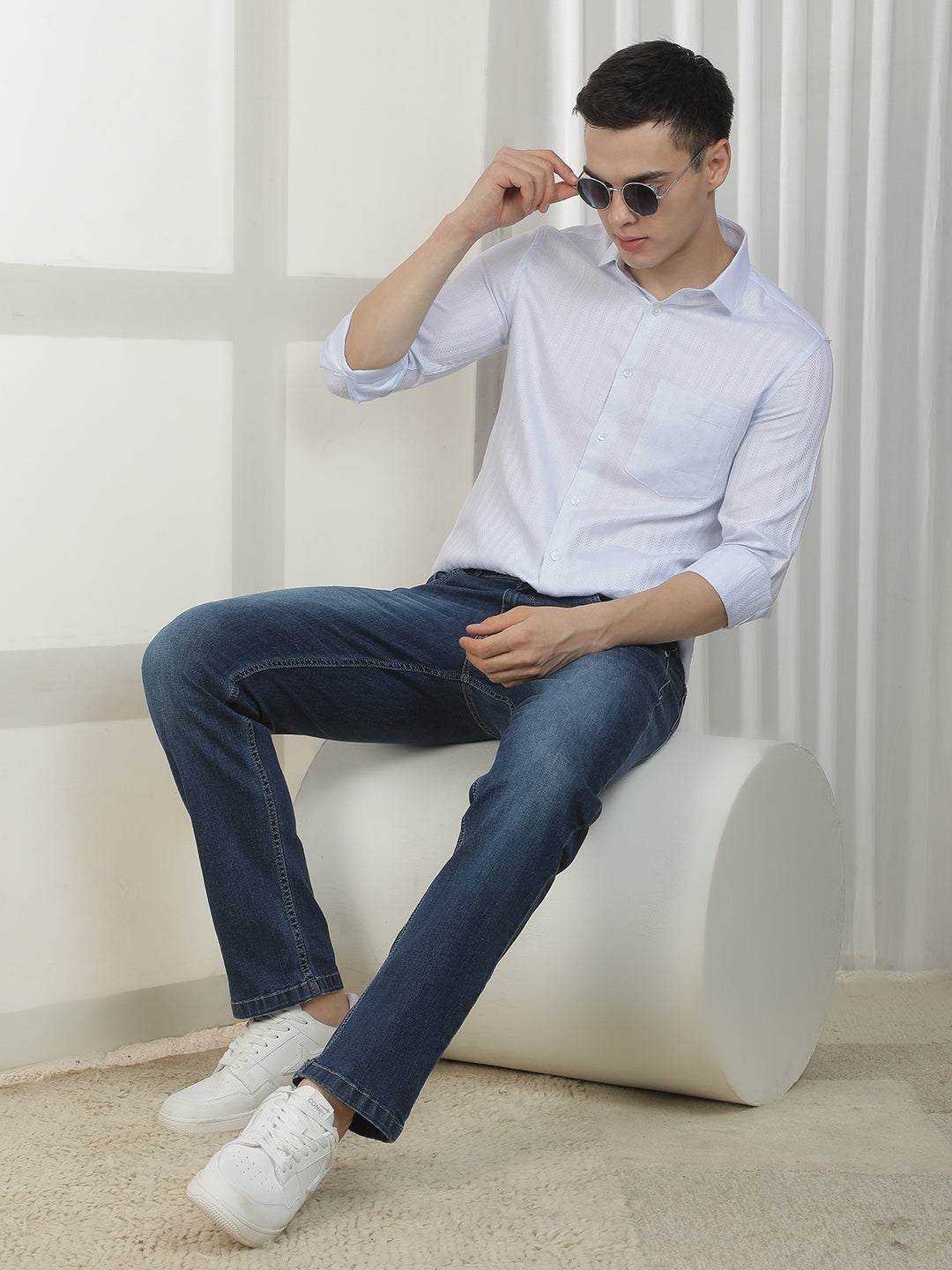 Blue Vertical Stripes 100% Cotton Shirt